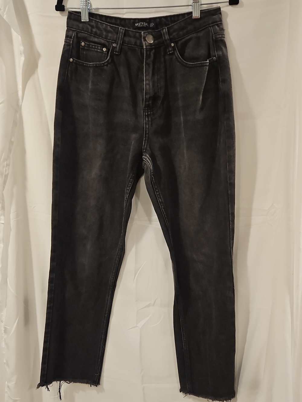 Nasty Gal Washed Charcoal Straight Leg Jeans